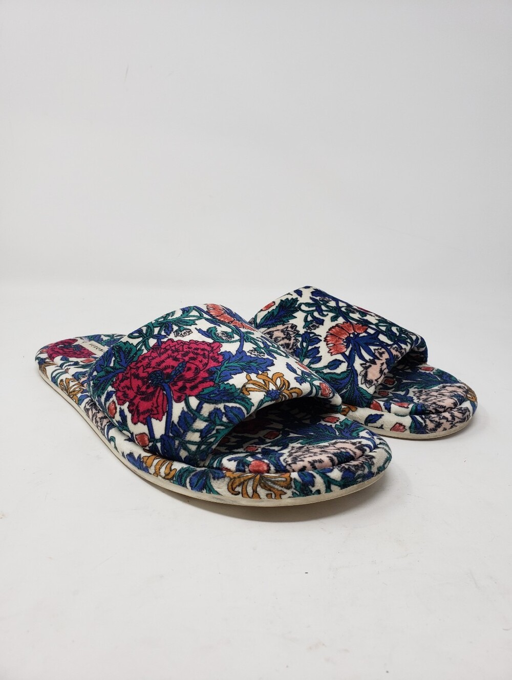 Veronica Beard Gillian Velvet Floral Slides Open Toe Slippers Size 8